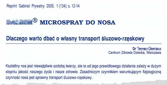 Microspray do nosa, własny transport luzowo-rzęskowy