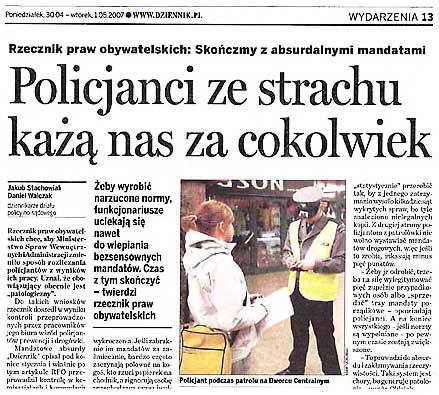 Dziennik.pl: policjanci ze strachu ka nas za cokolwiek