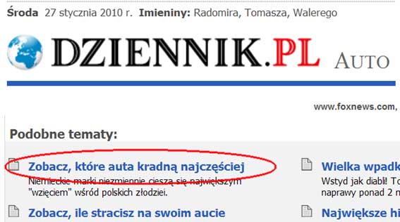 Zobacz w portalu Dziennik.pl, które auta kradn najczęciej
