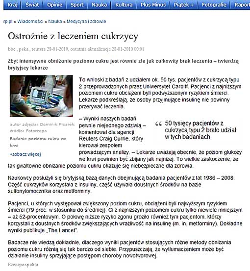 Ostrożnie z leczeniem cukrzycy - same szkodliwe bzdury w Rzepie