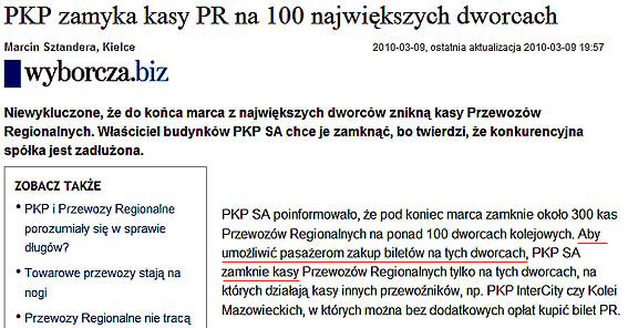 PKP zamyka kasy Przewozów Regionalnych, ale nie wiadomo, o co chodzi