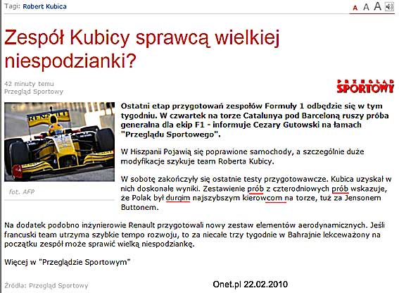 Zesp Kubicy sprawc wielkiej niespodzianki - zestaw prb z czterodniowych prb